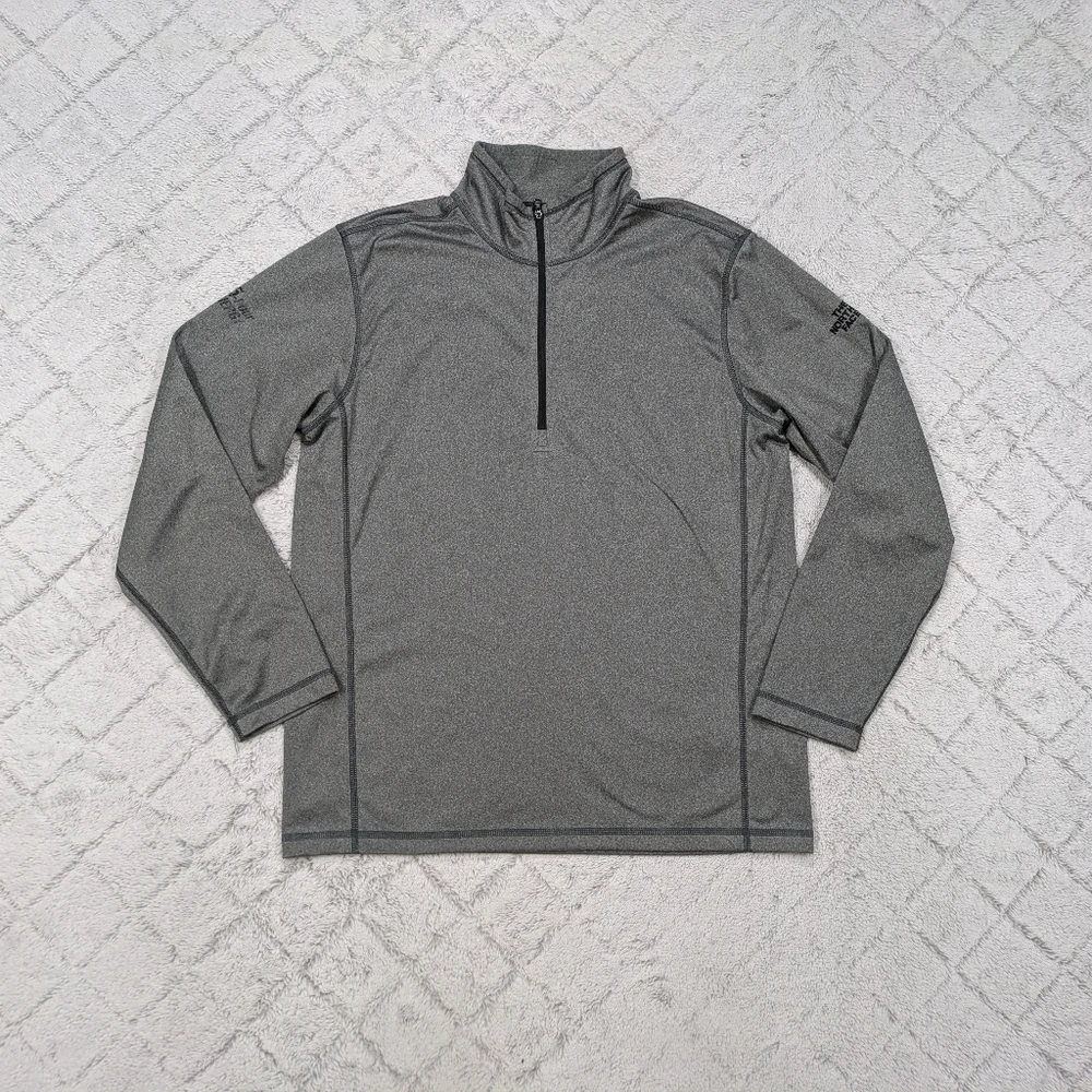 The North Face Jacket Men's L Gray Tech ¼ Zip Fleece Smooth Faced Outdoor Hike